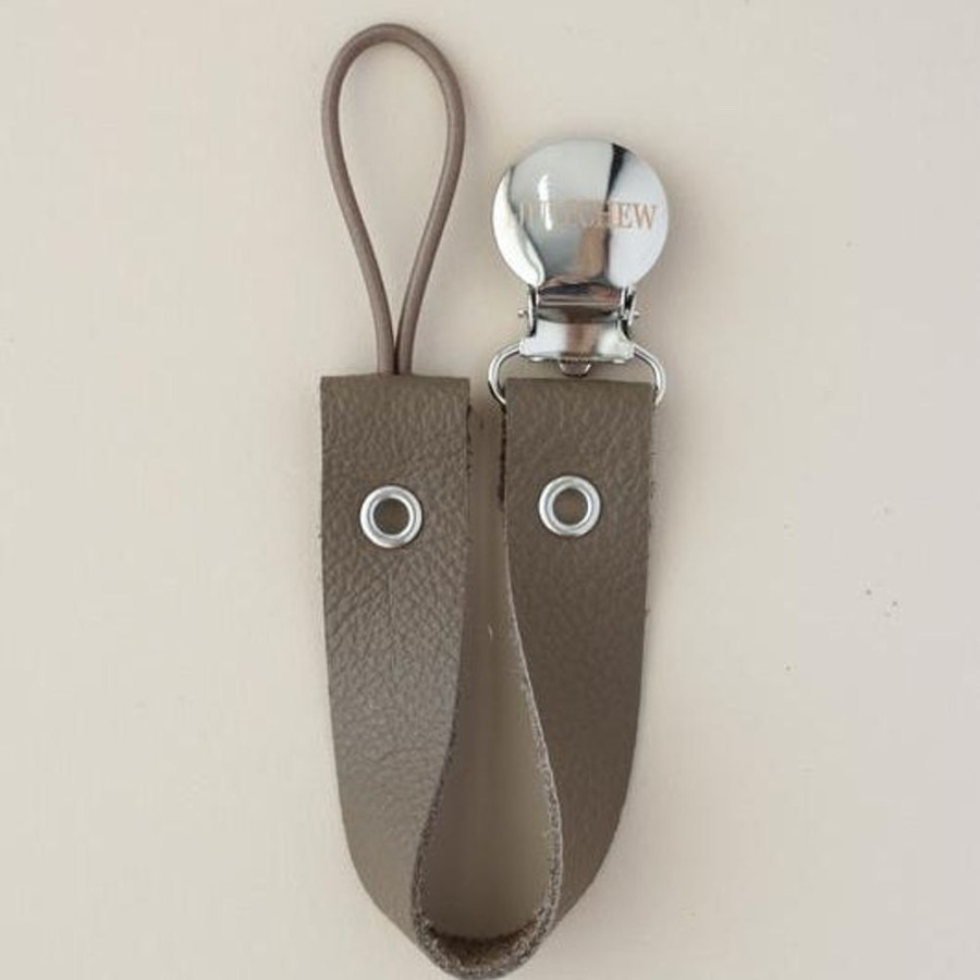 Eat Little Chew | Leather Pacifier Holder - Dark Oak