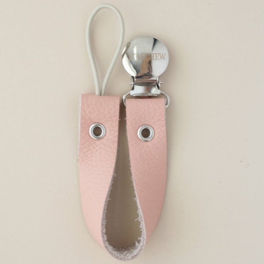 Eat Little Chew | Leather Pacifier Holder - Coral