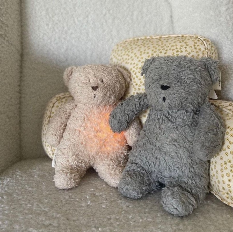 Nursery Moonie | Organic Humming Bear With A Lamp - Mineral Grey