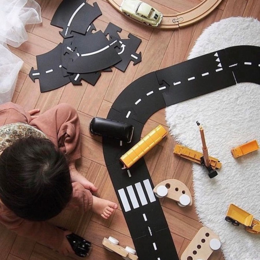 Play Way to Play | Flexible Roads + Wooden Cars Set