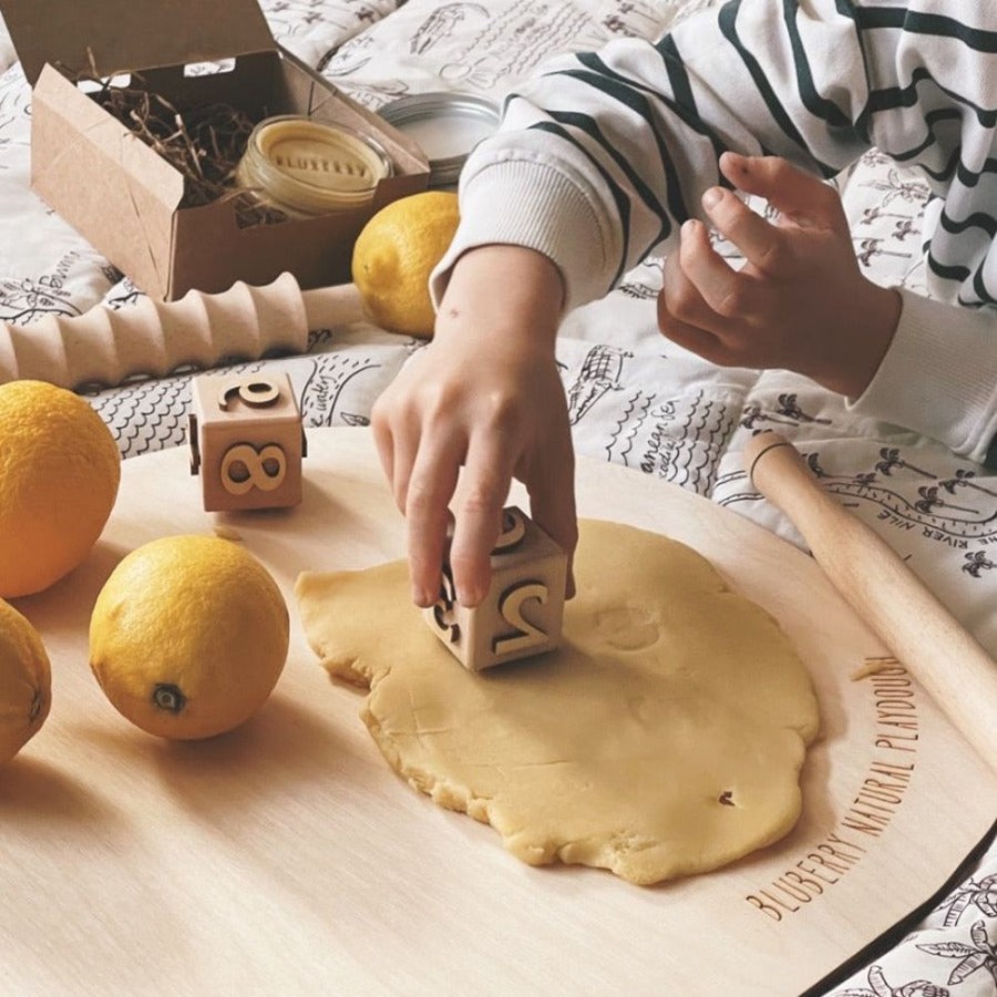 Play Bluberry Kidsroom | Wooden Math Dice And Natural Play Dough Set