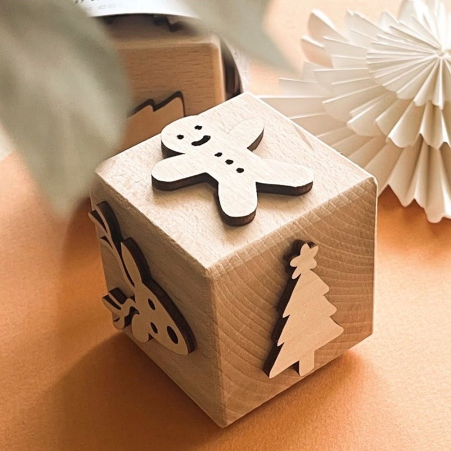 Play Bluberry Kidsroom | Wooden Dice Stamp - Xmas